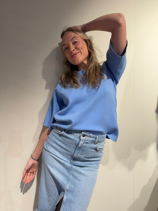 OBJELLEN Midi Skirt - Light Blue Denim