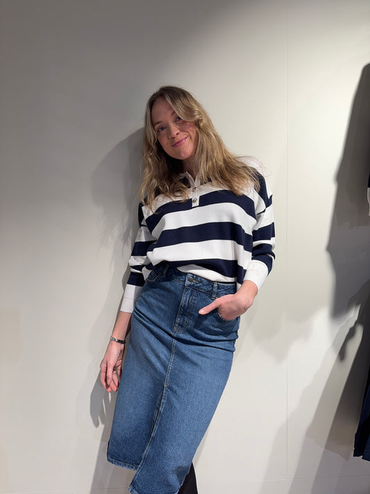 OBJELLEN Midi Skirt - Medium Blue Denim