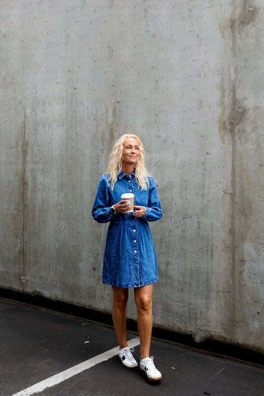 VISOL Short Dress - Medium Blue Denim