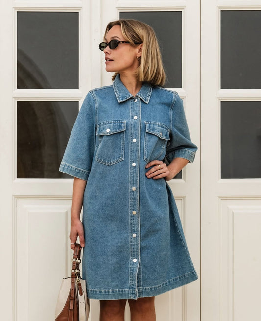 VMFENJA Short Dress - Medium Blue Denim