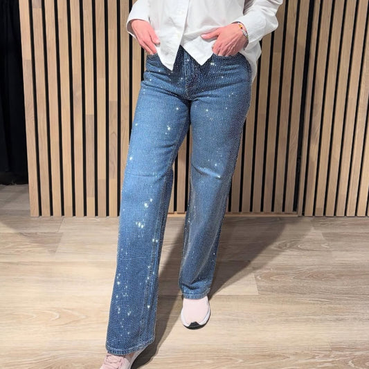 VMTESSA Rhinestone Jeans - Medium Blue Denim