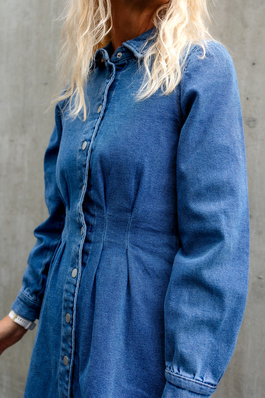 VISOL Short Dress - Medium Blue Denim