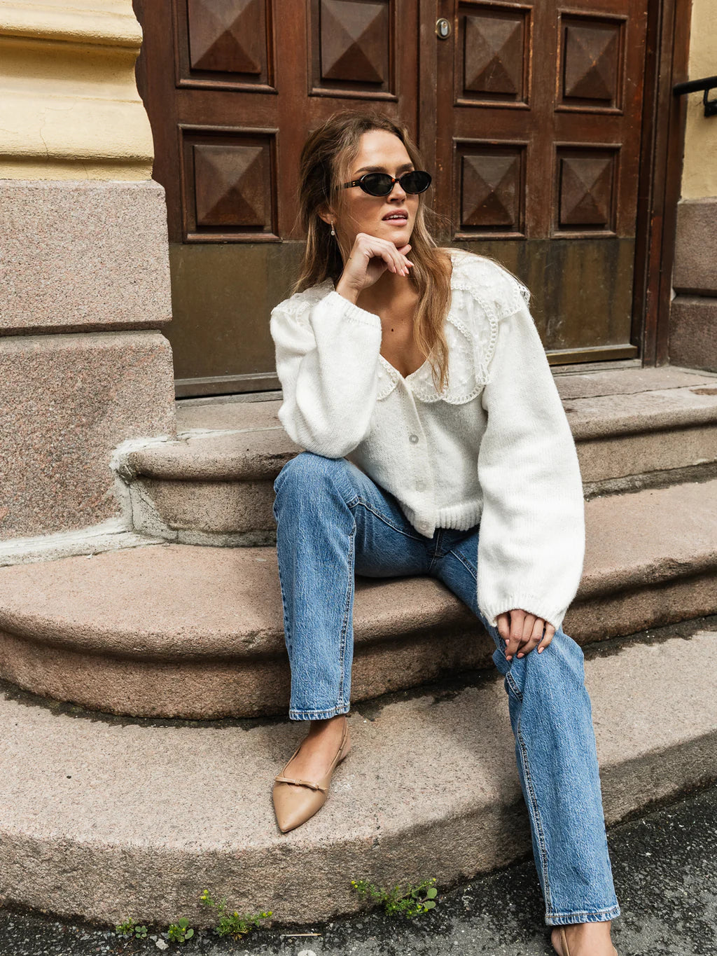 PCABBY Knit Cardigan - Cloud Dancer