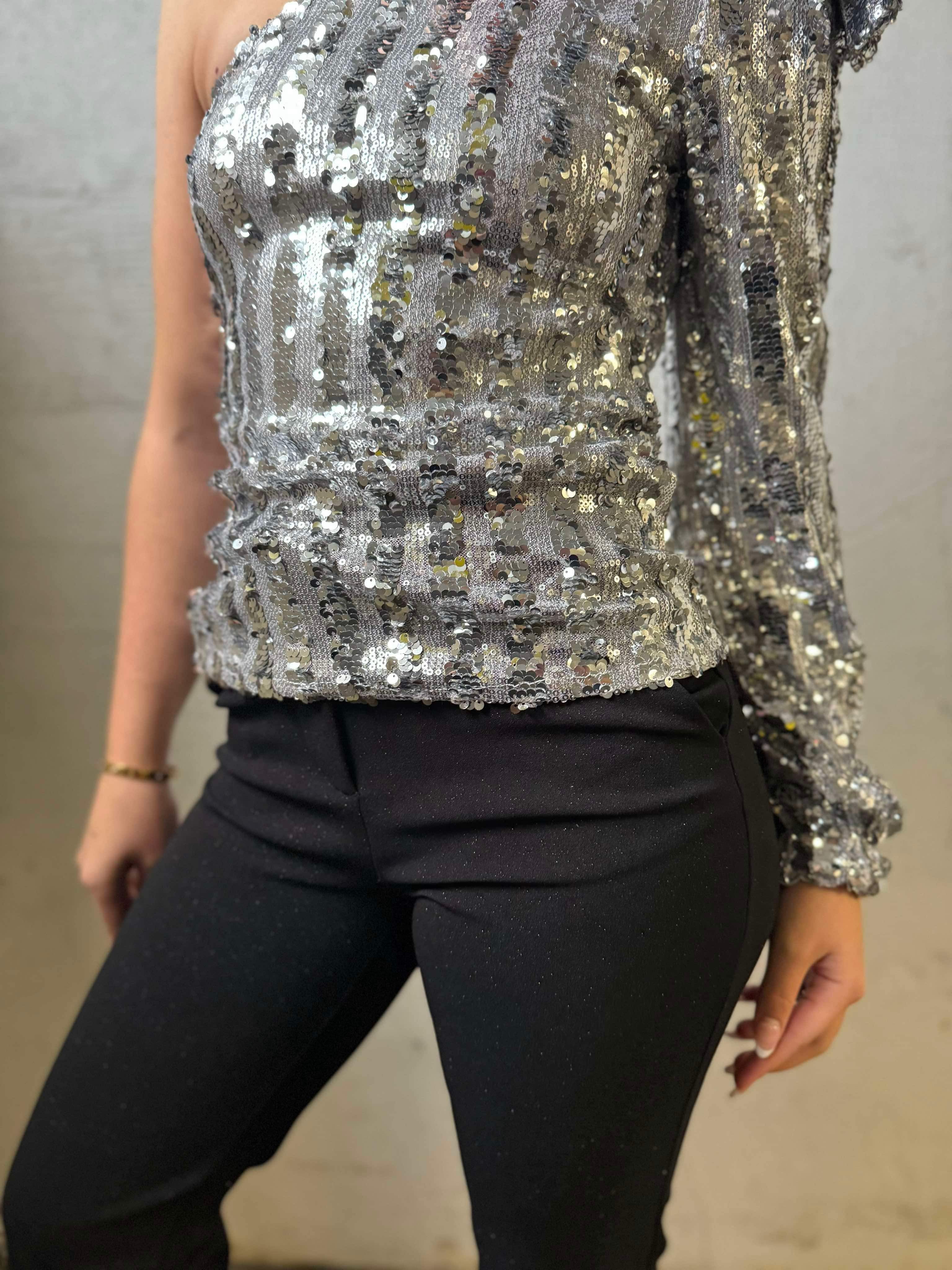 VMZAMIRA Trousers - Black glitter