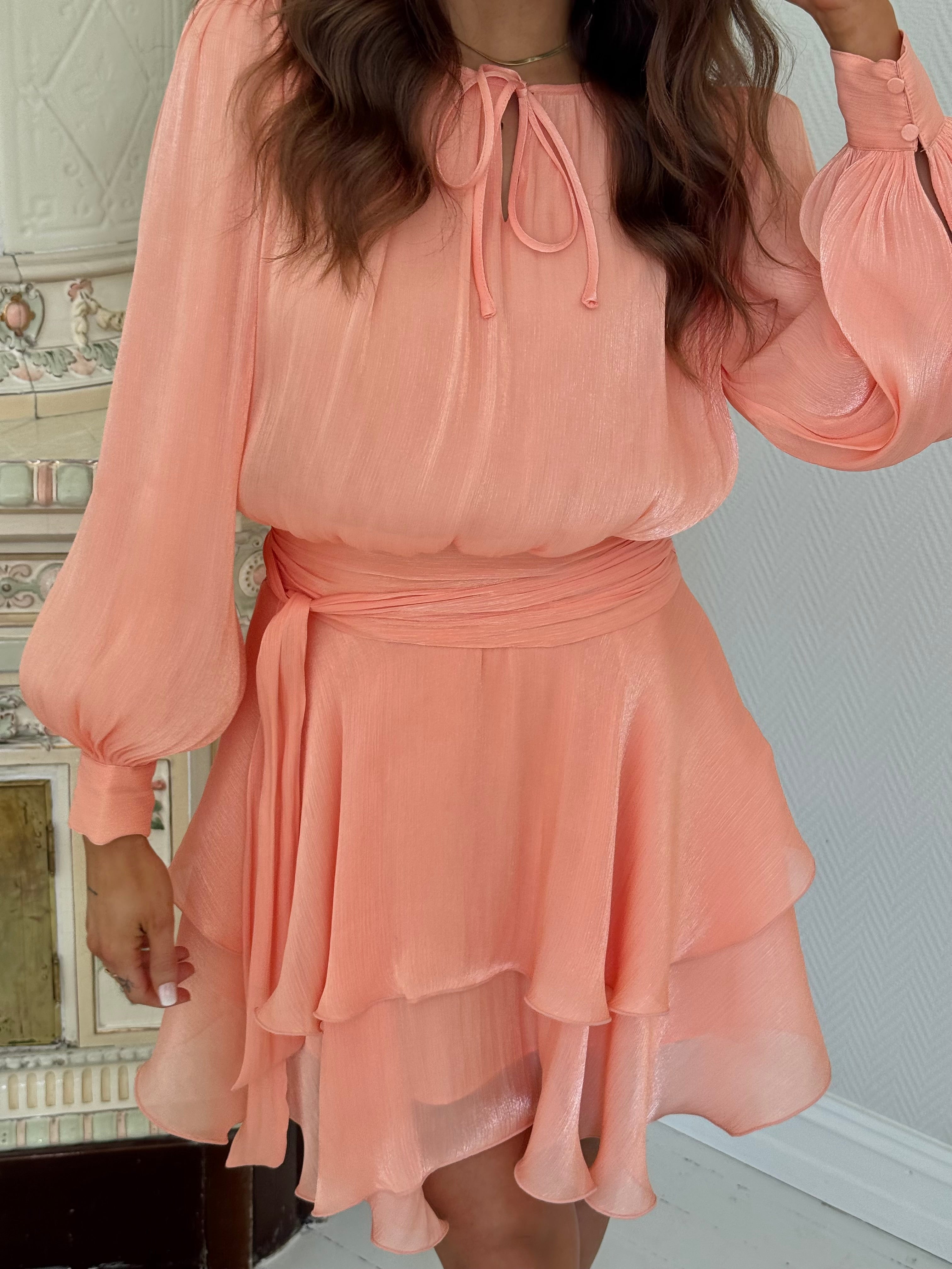 VMELISA Long Dress - Orange Chiffon