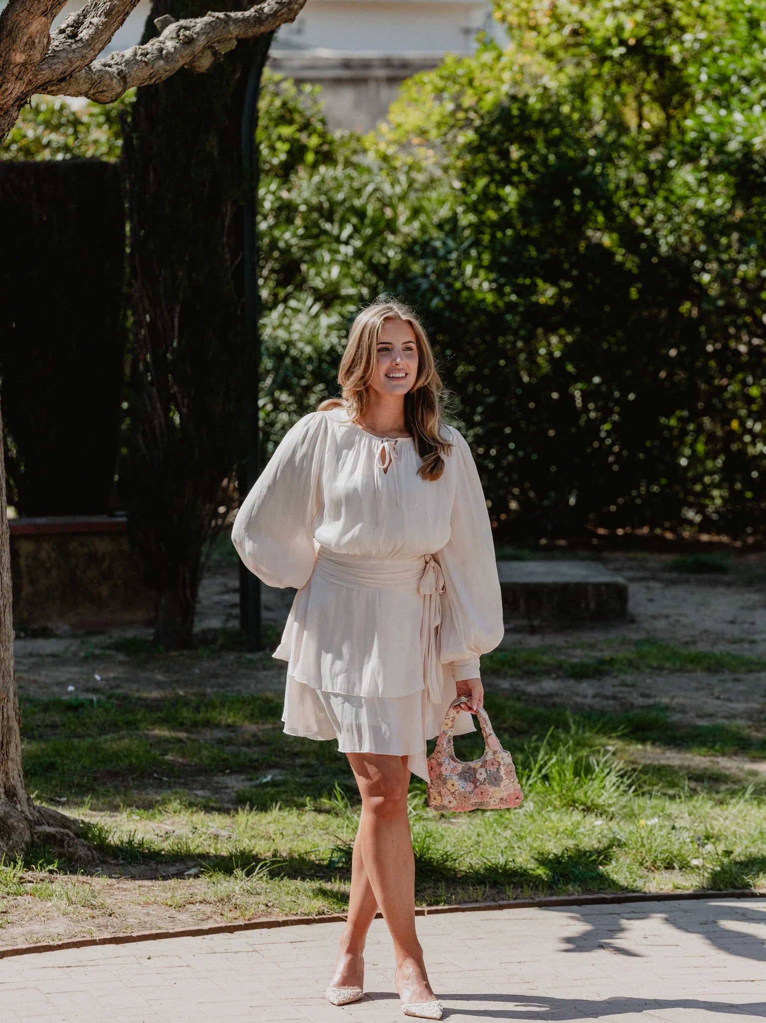 VMELISA Short Dress - White Swan