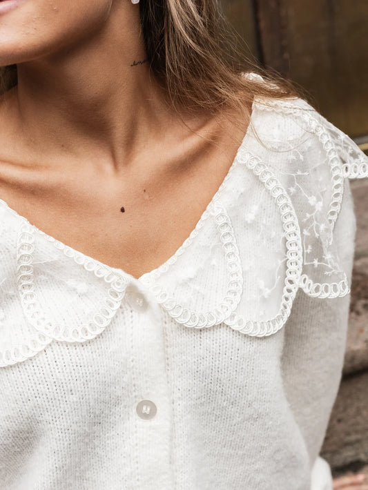 PCABBY Knit Cardigan - Cloud Dancer