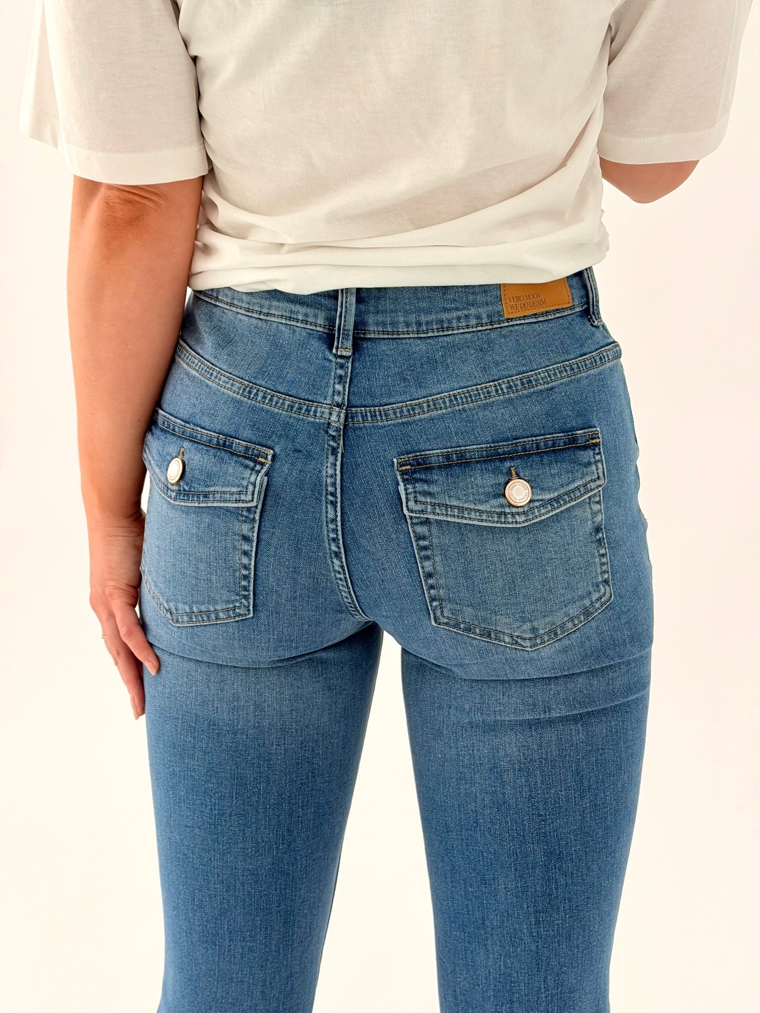VMFLASH Flared Pocket Jeans - Light Blue Denim