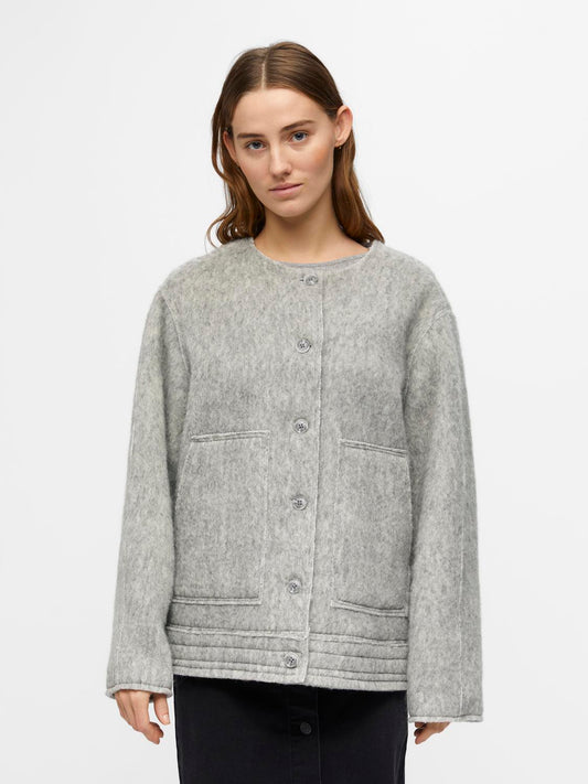 OBJKUNA Jacket - Light Grey Melange